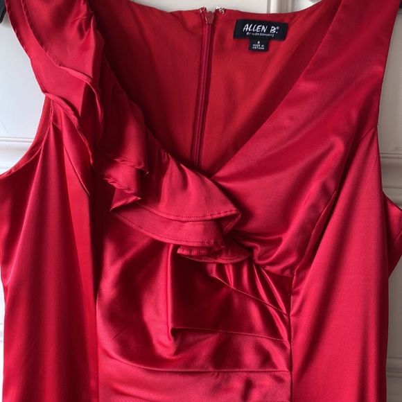 Allen B red dress with asymmetrical shoulder detail. Size 8. - Picture 9 of 12
